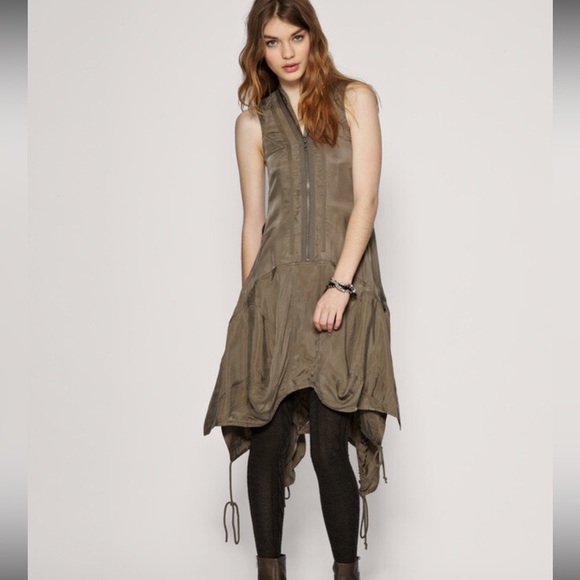 All Saints Dresses & Skirts - ALL SAINTS PARACHUTE ZEEDA DRESS TAUPE GREEN 10 RARE